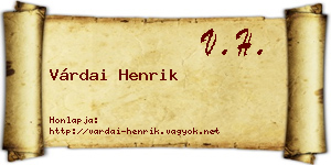 Várdai Henrik névjegykártya