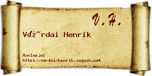 Várdai Henrik névjegykártya